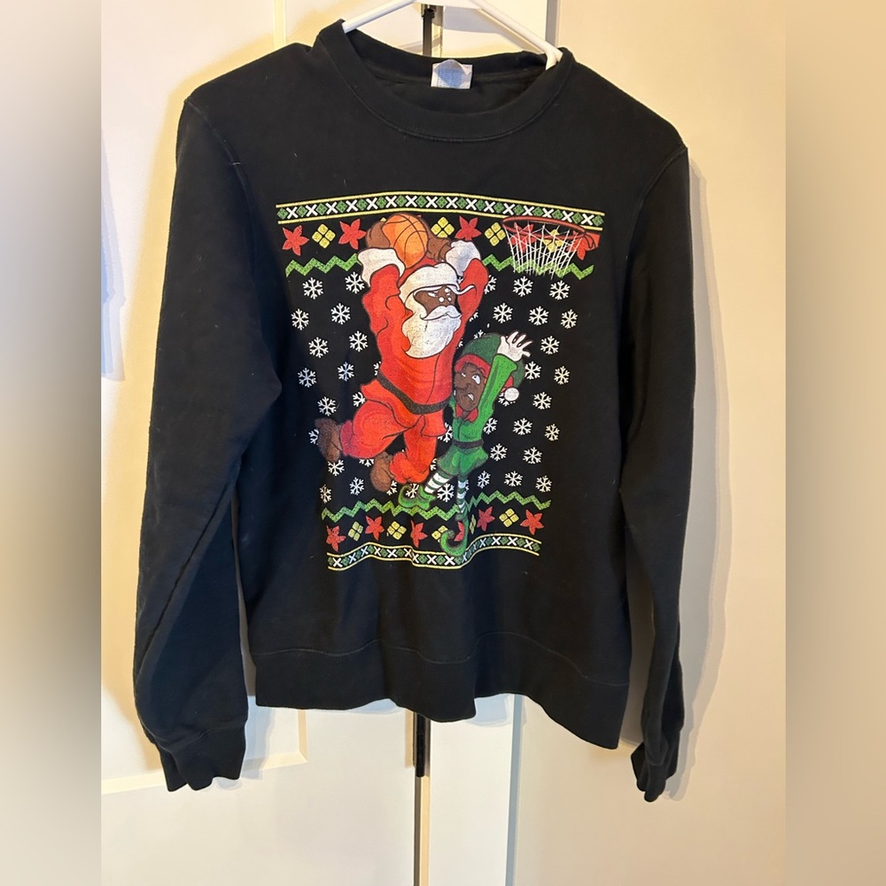 Kids Black Santa Basketball Sweater - Picture 2 of 4
